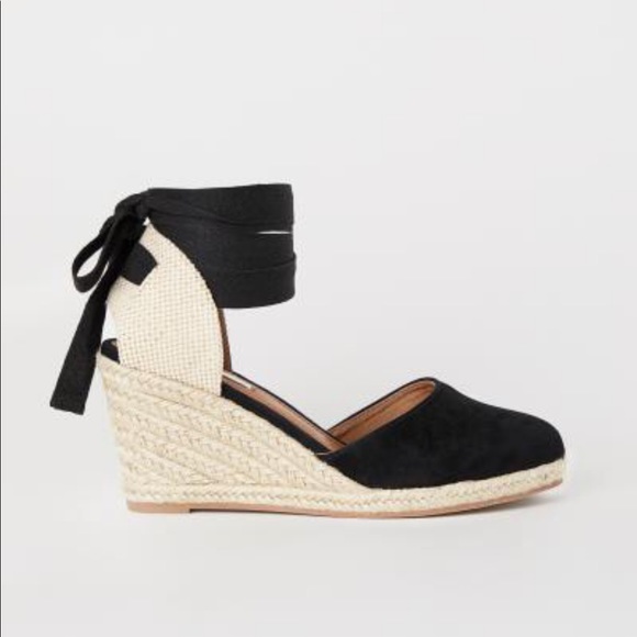H&M suede woven wedge summer heels - Picture 2 of 10